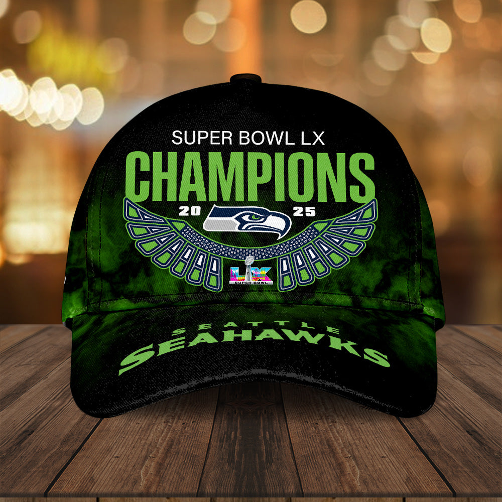 Seattle Seahawks 2025 Super Bowl LX Champions Classic Cap – GNE5172