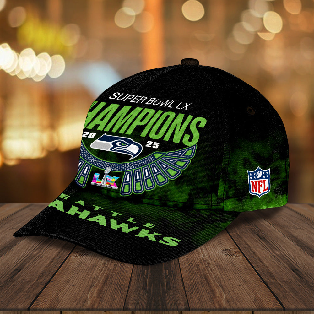Seattle Seahawks 2025 Super Bowl LX Champions Classic Cap – GNE5172