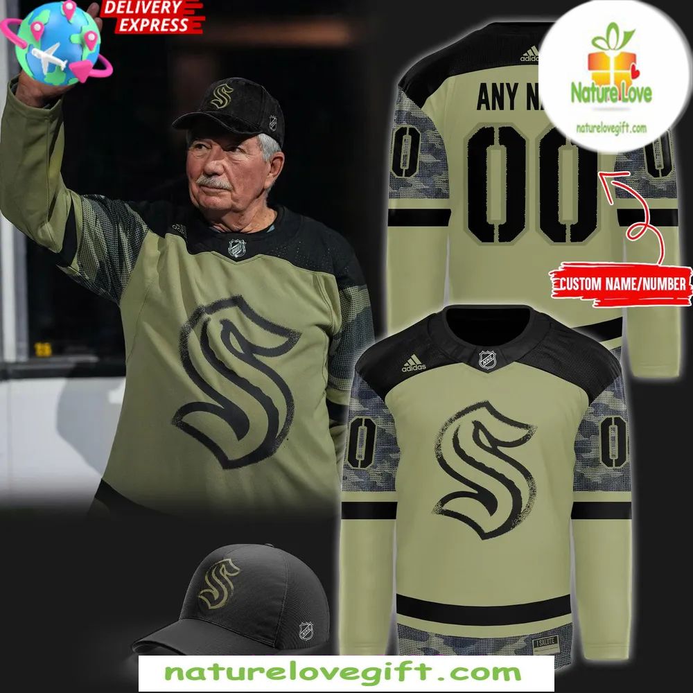 Seattle Kraken 2026 Military Camo Hockey Jersey Adidas