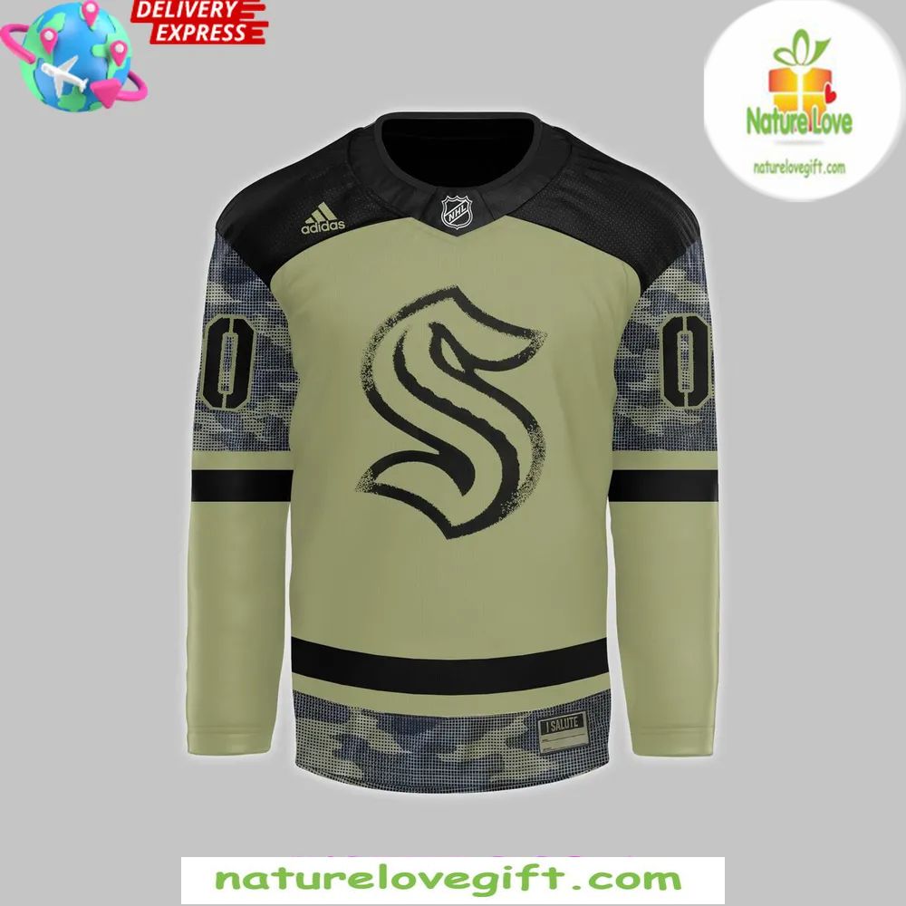 Seattle Kraken 2026 Military Camo Hockey Jersey Adidas