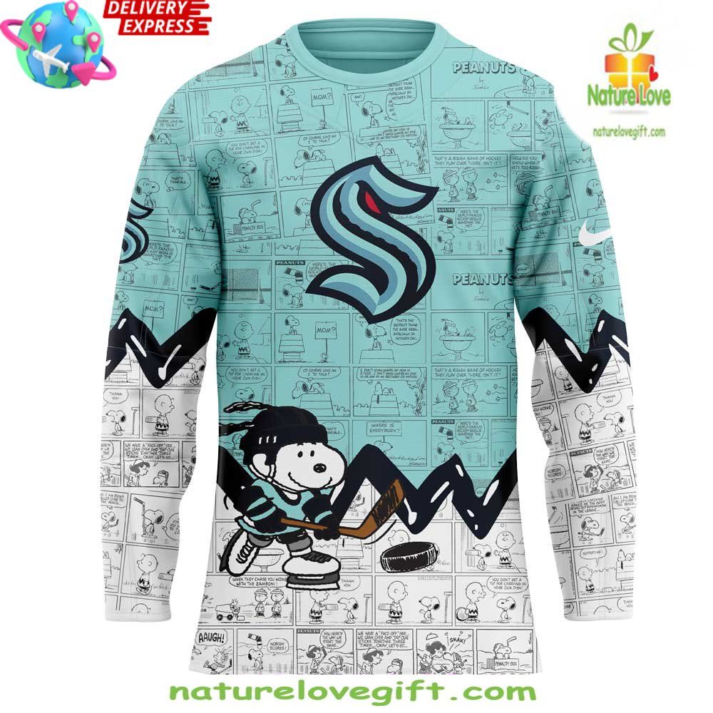 Seattle Kraken Peanuts Hockey Jersey Limited Edition Anniversary