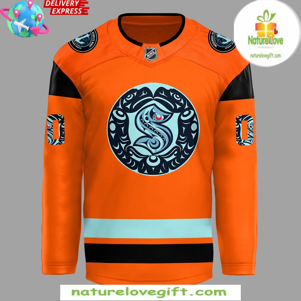 Seattle Kraken 2026 Indigenous Peoples Night Orange Hockey Jersey