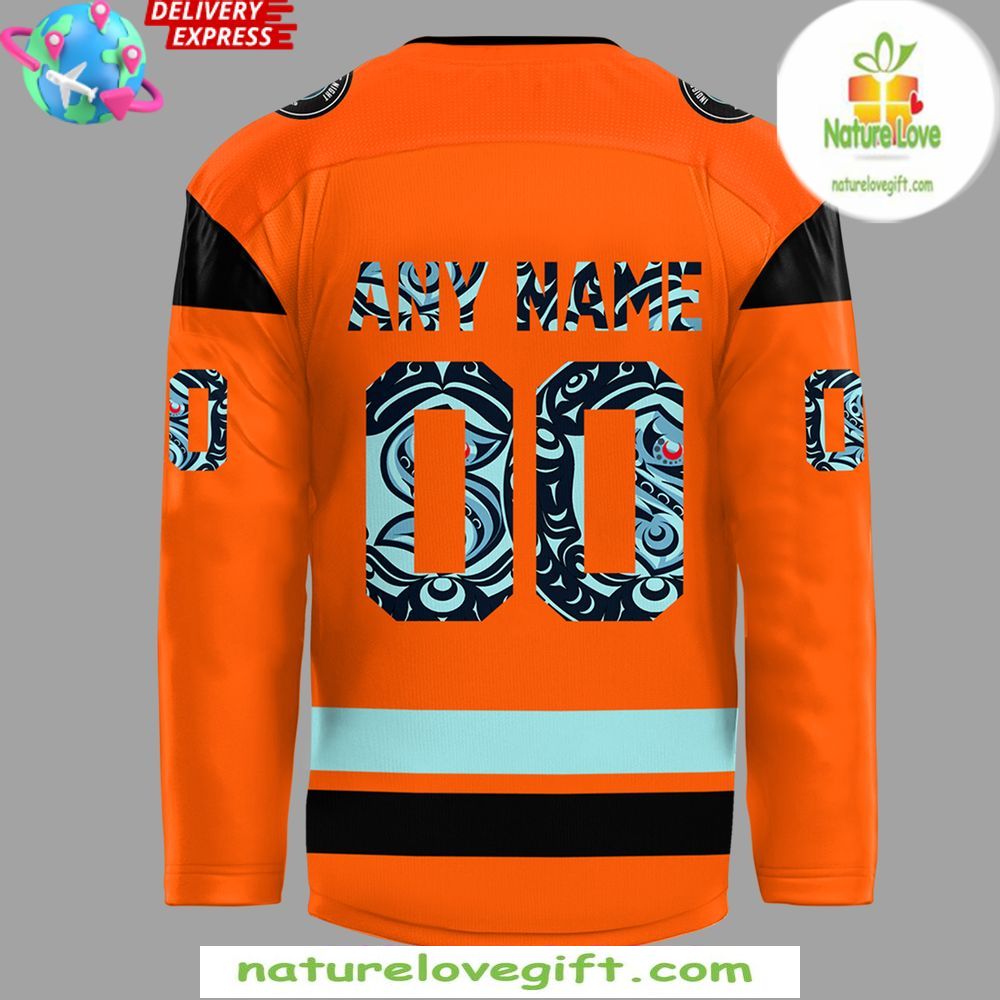 Seattle Kraken 2026 Indigenous Peoples Night Orange Hockey Jersey