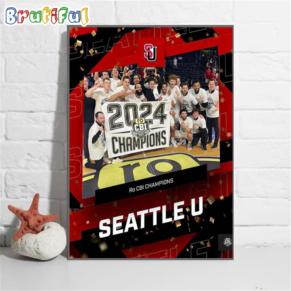 Seattle Redhawks 2024 Ro CBI Champions Mens Basketball Wall Art Poster Canvas