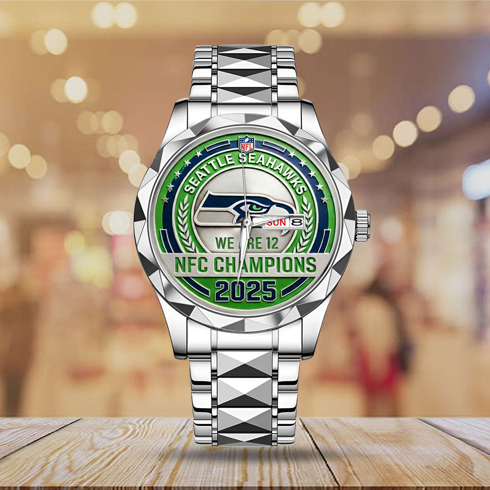 Seattle Seahawks 2025 NFC Champions Alloy Luxury Quartz Watch – MAITM14617