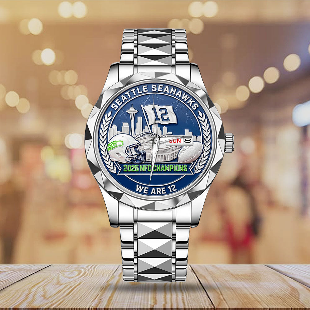 Seattle Seahawks 2025 NFC Champions Alloy Luxury Quartz Watch – MAITM14618