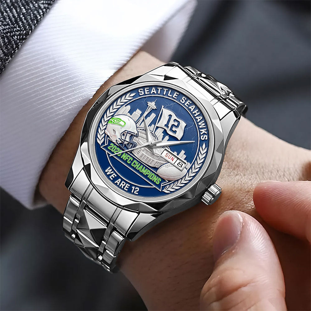 Seattle Seahawks 2025 NFC Champions Alloy Luxury Quartz Watch – MAITM14618