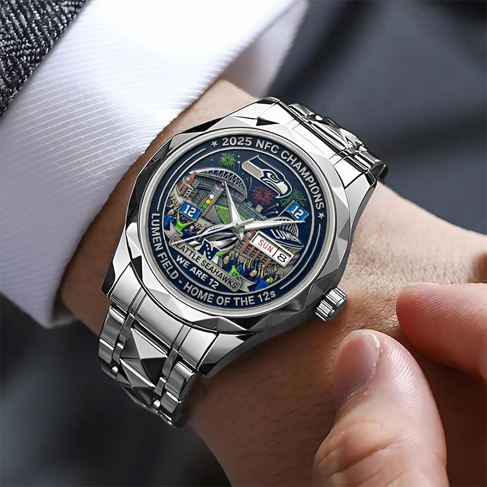 Seattle Seahawks 2025 NFC Champions Alloy Luxury Quartz Watch – MAITM14619