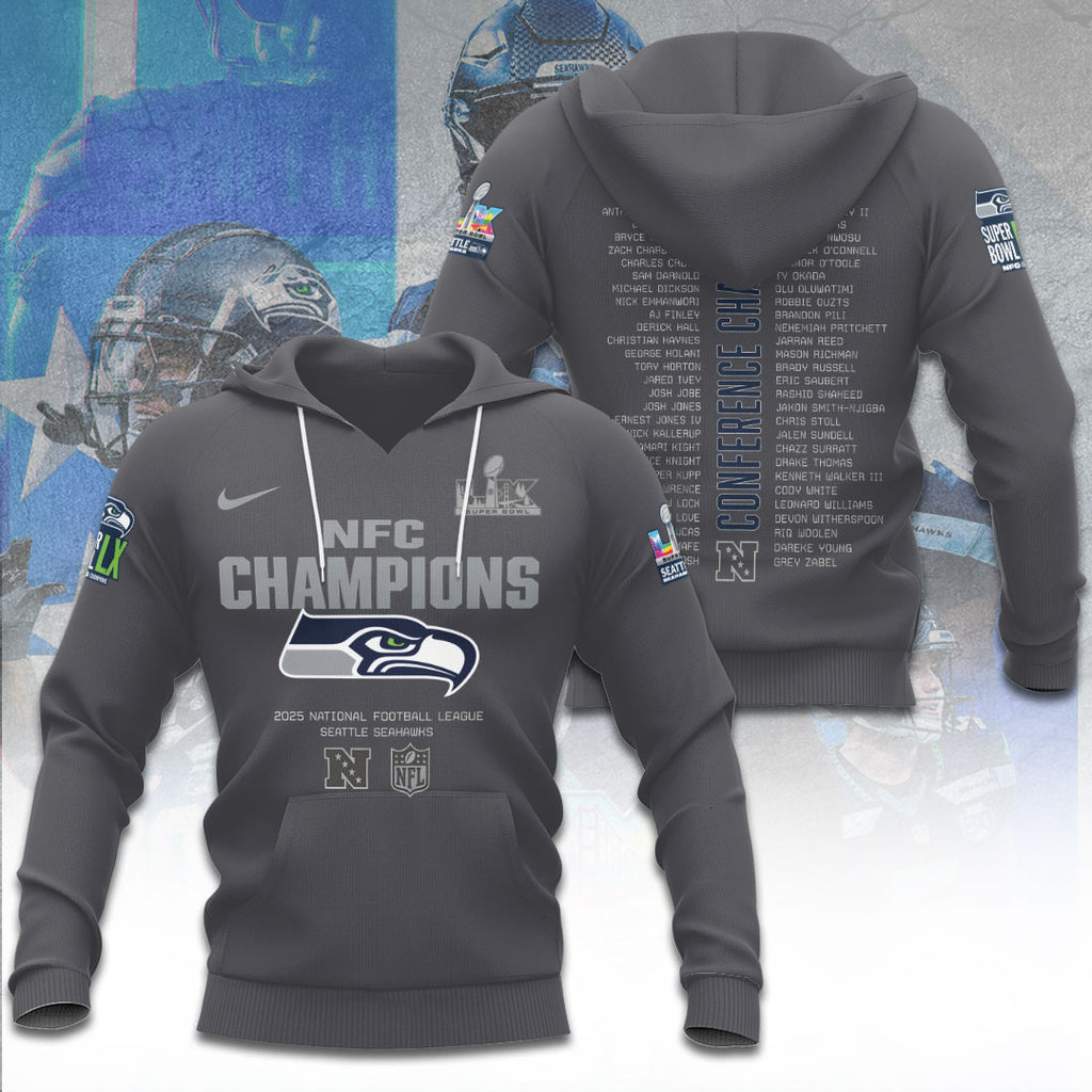 Seattle Seahawks 2025 NFC Champions 3D Apparel – TANTN20654