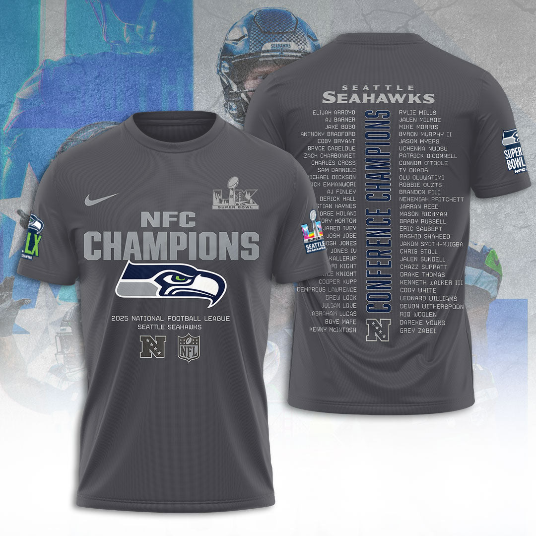 Seattle Seahawks 2025 NFC Champions 3D Apparel – TANTN20654