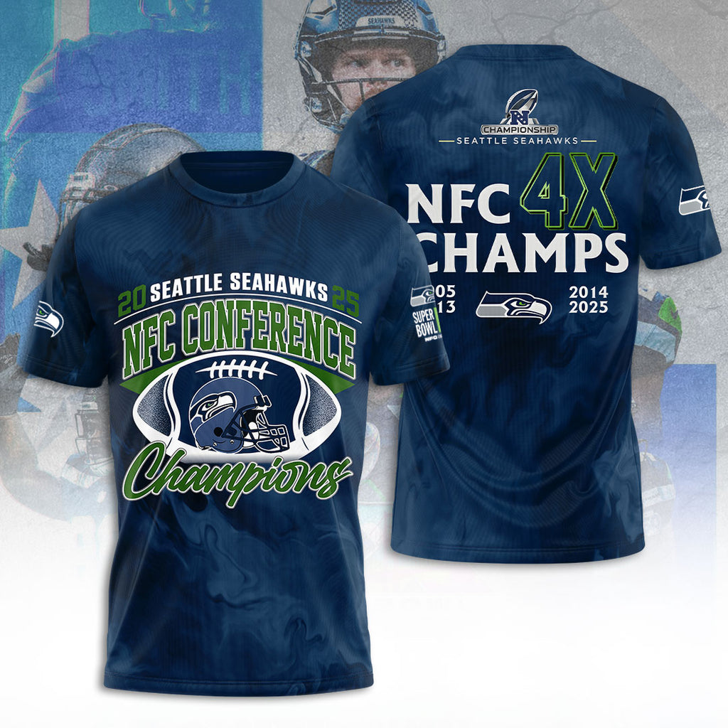 Seattle Seahawks 2025 NFC Champions 3D Apparel – TANTN20660