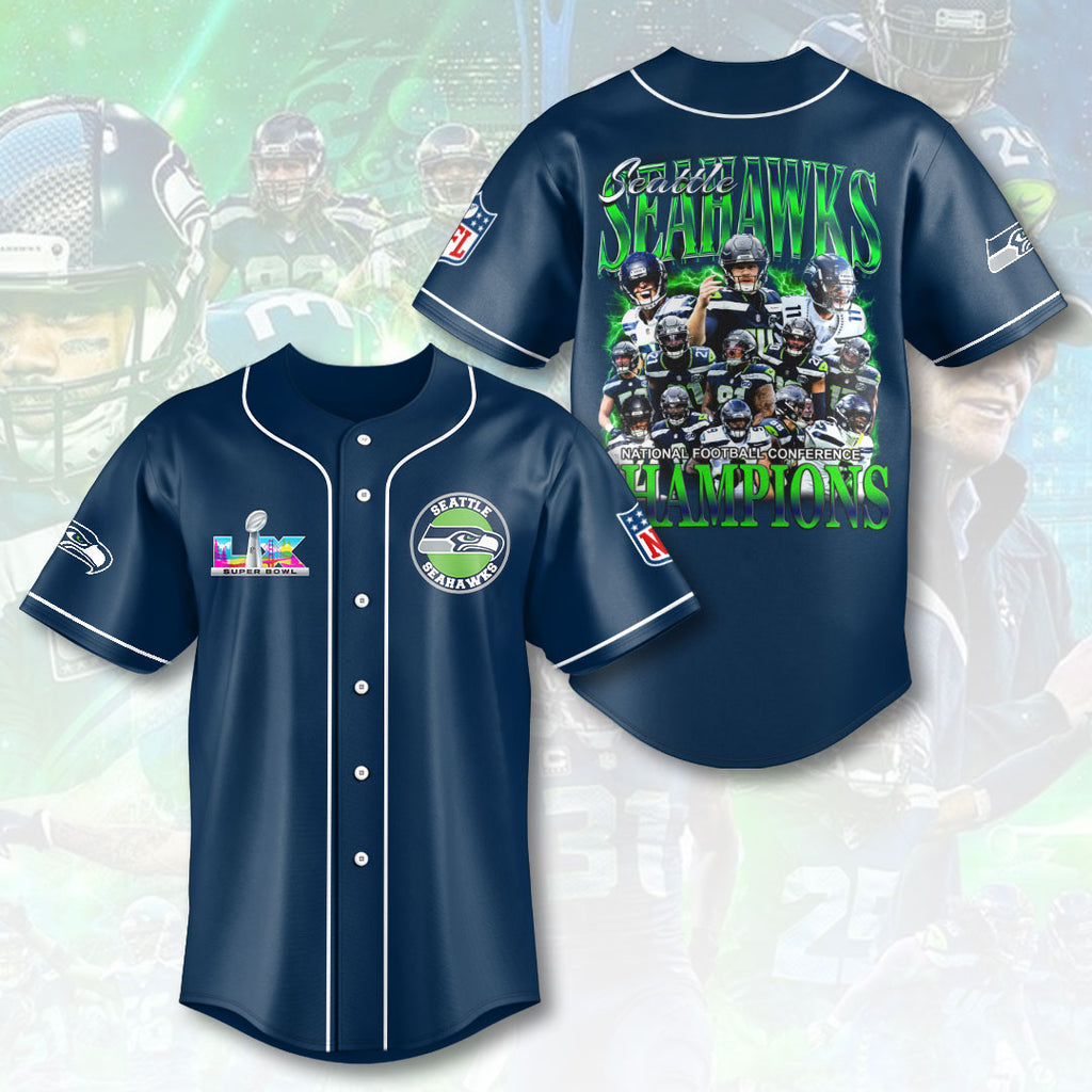 Seattle Seahawks 2025 NFC Champions Baseball Jersey – HOATT15934