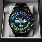 Seattle Seahawks 2025 NFC Champions Black Stainless Steel Watch – TANTN20639