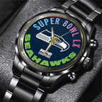 Seattle Seahawks 2025 NFC Champions Black Stainless Steel Watch – TANTN20639