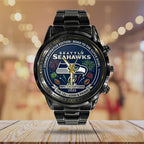 Seattle Seahawks 2025 NFC Champions Black Stainless Steel Watch – TANTN20677