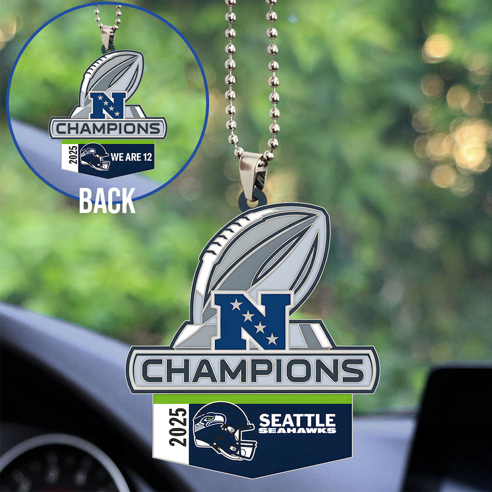 Seattle Seahawks 2025 NFC Champions Custom shape 2-sided Acrylic Car Ornament – TANTN20632