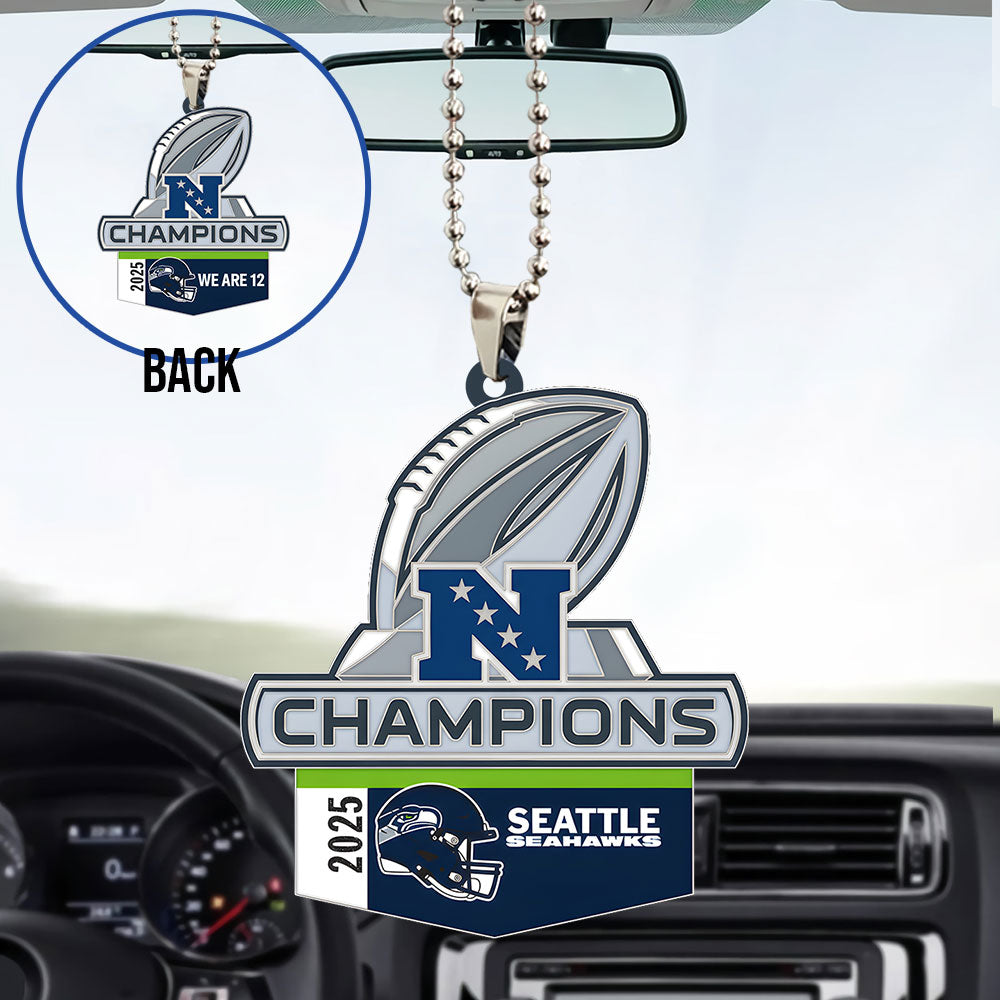 Seattle Seahawks 2025 NFC Champions Custom shape 2-sided Acrylic Car Ornament – TANTN20632