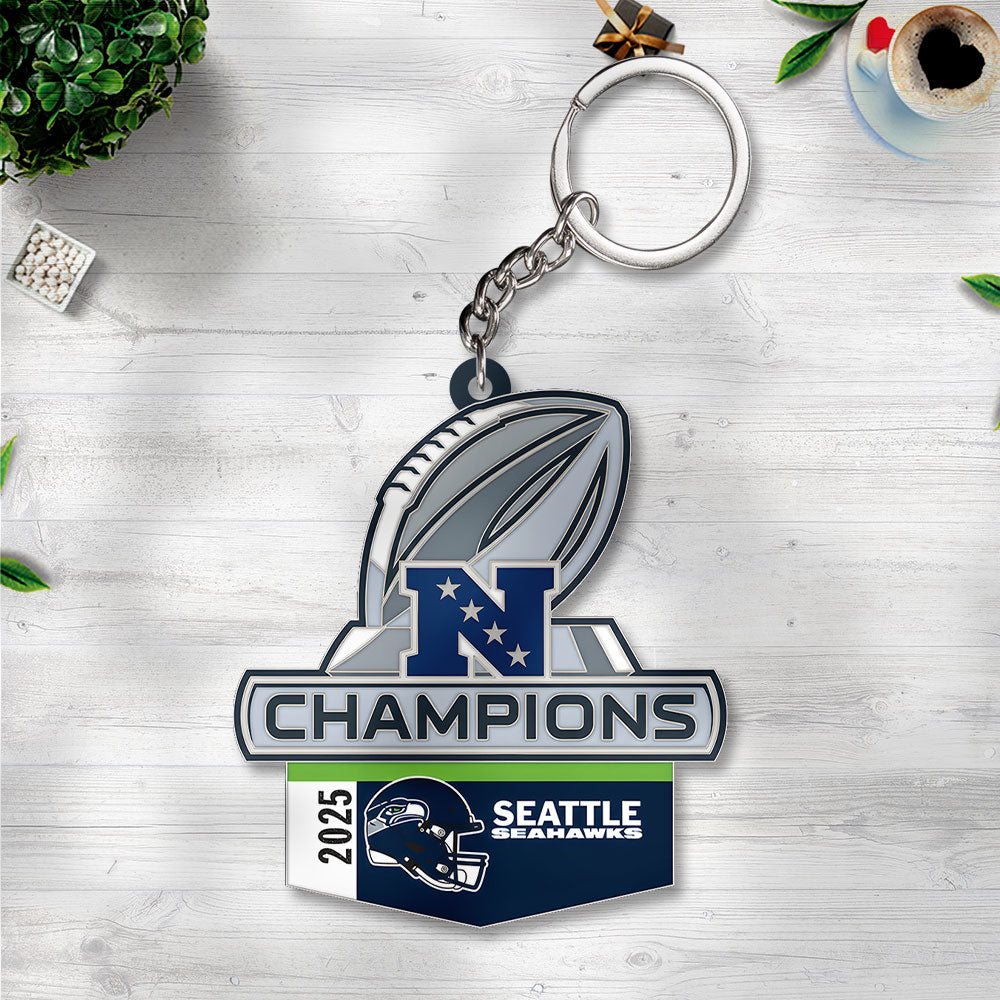 Seattle Seahawks 2025 NFC Champions Custom Shape 2-sided Keychain – TANTN20633