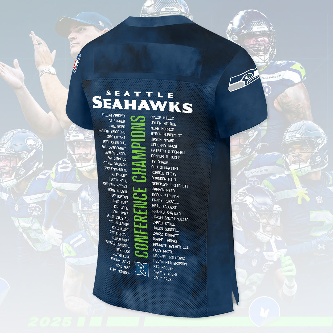 Seattle Seahawks 2025 NFC Champions 3D Football Jersey – HOATT15925