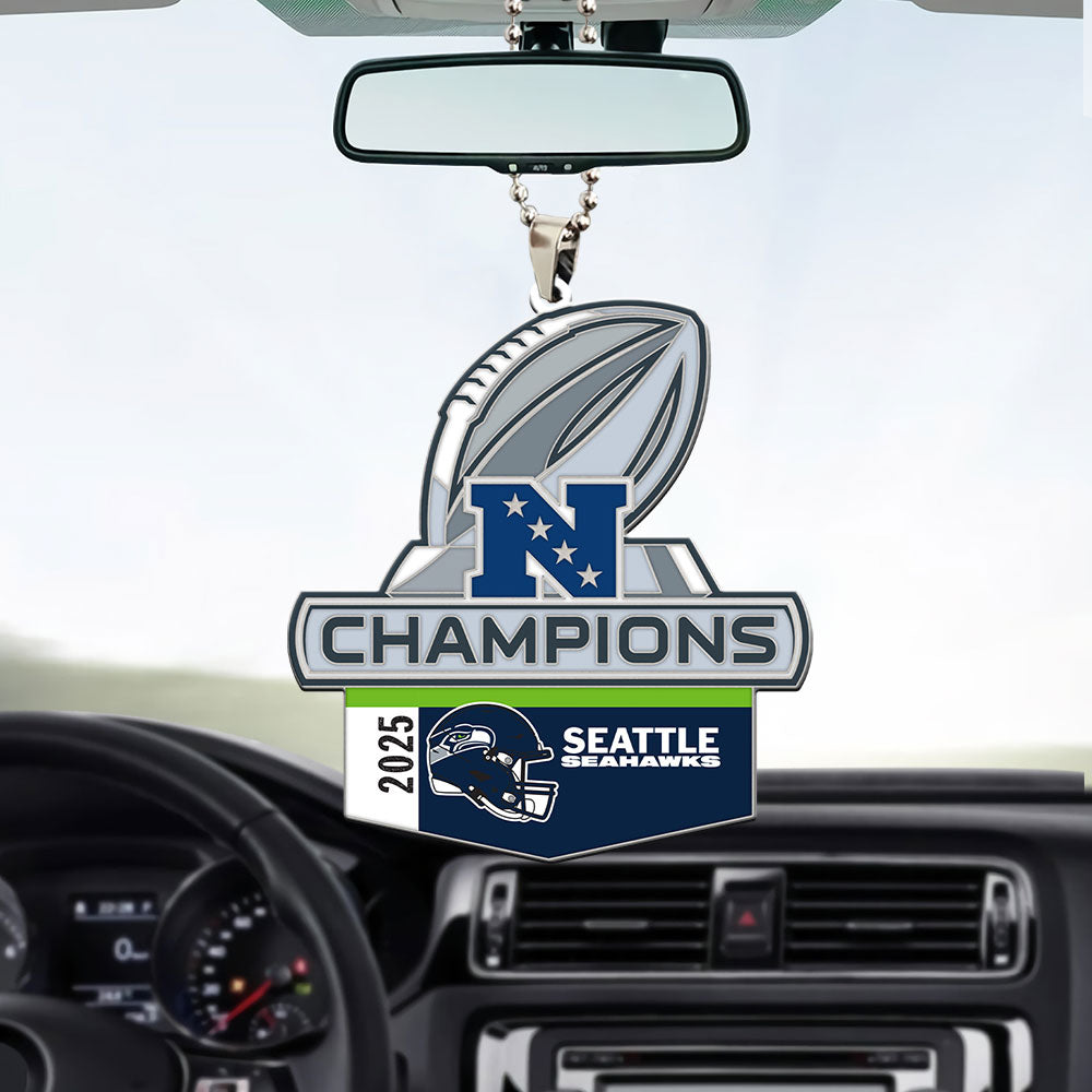 Seattle Seahawks 2025 NFC Champions Custom shape 2-sided Acrylic Car Ornament – MAITM14606