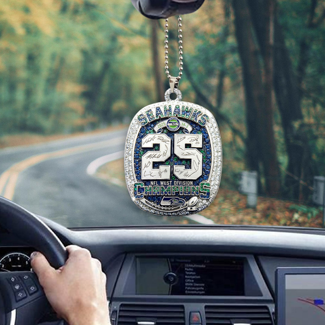Seattle Seahawks 2025 NFC West Champions Custom shape 2-sided Acrylic Car Ornament – HOATT15763