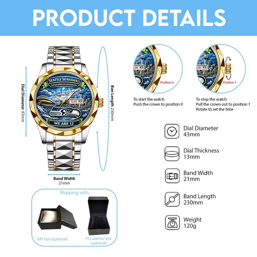 Seattle Seahawks 2025 Super Bowl LX Champions Alloy Luxury Quartz Watch – GNE5072