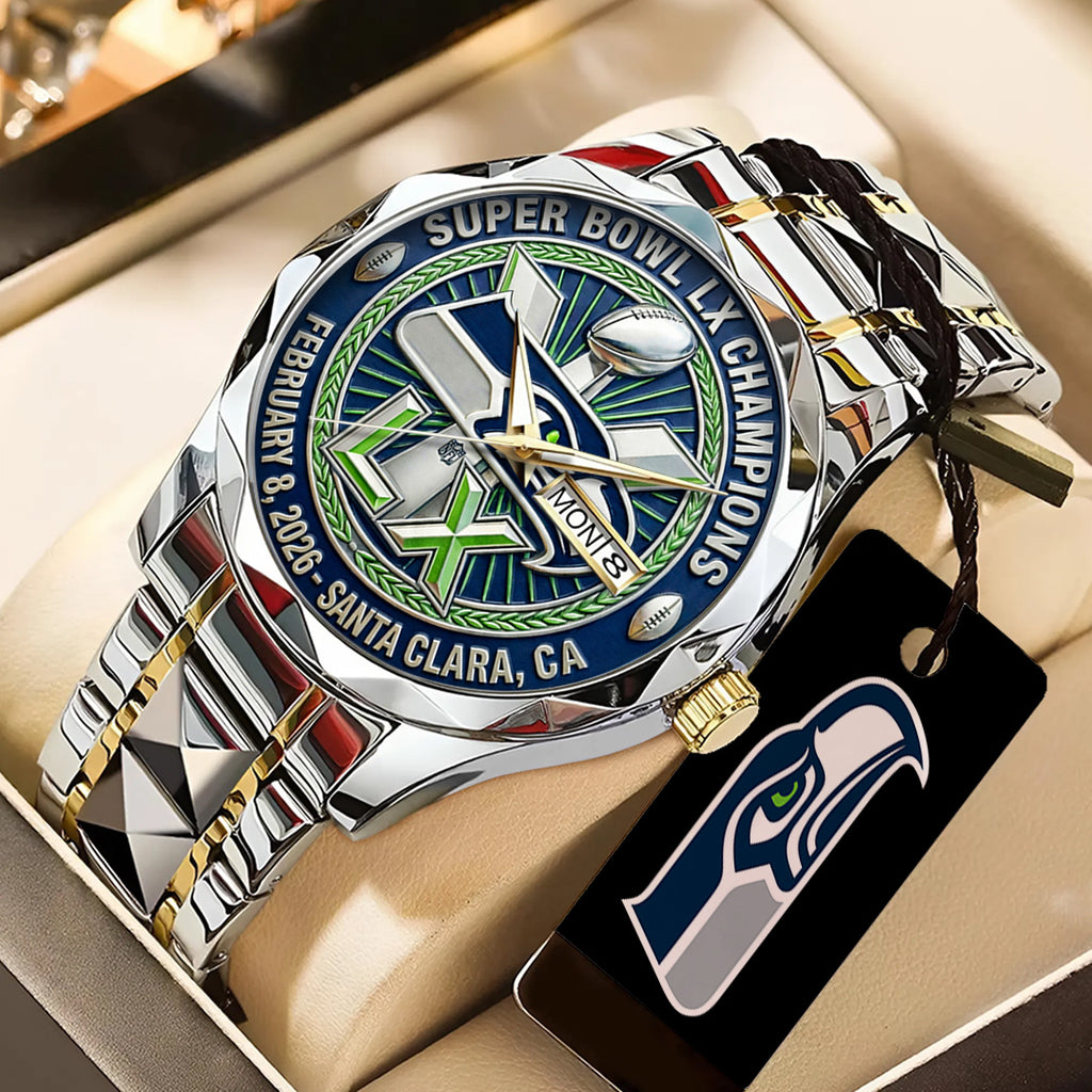 Seattle Seahawks 2025 Super Bowl LX Champions Alloy Luxury Quartz Watch – TANTN20969