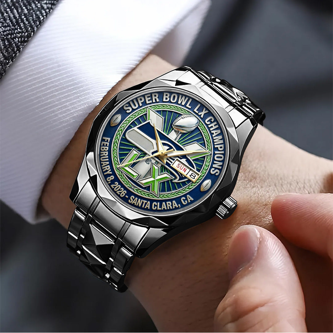 Seattle Seahawks 2025 Super Bowl LX Champions Alloy Luxury Quartz Watch – TANTN20969