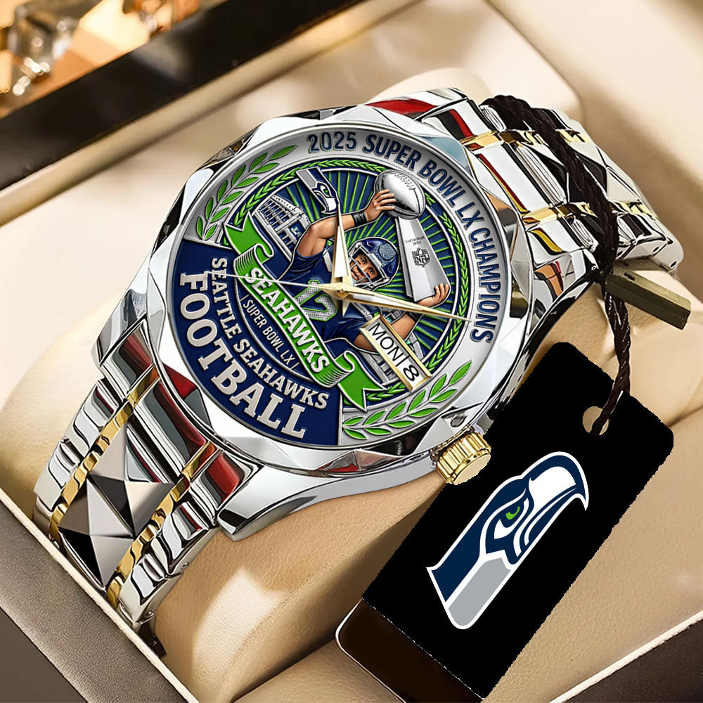 Seattle Seahawks 2025 Super Bowl LX Champions Alloy Luxury Quartz Watch – TANTN20970