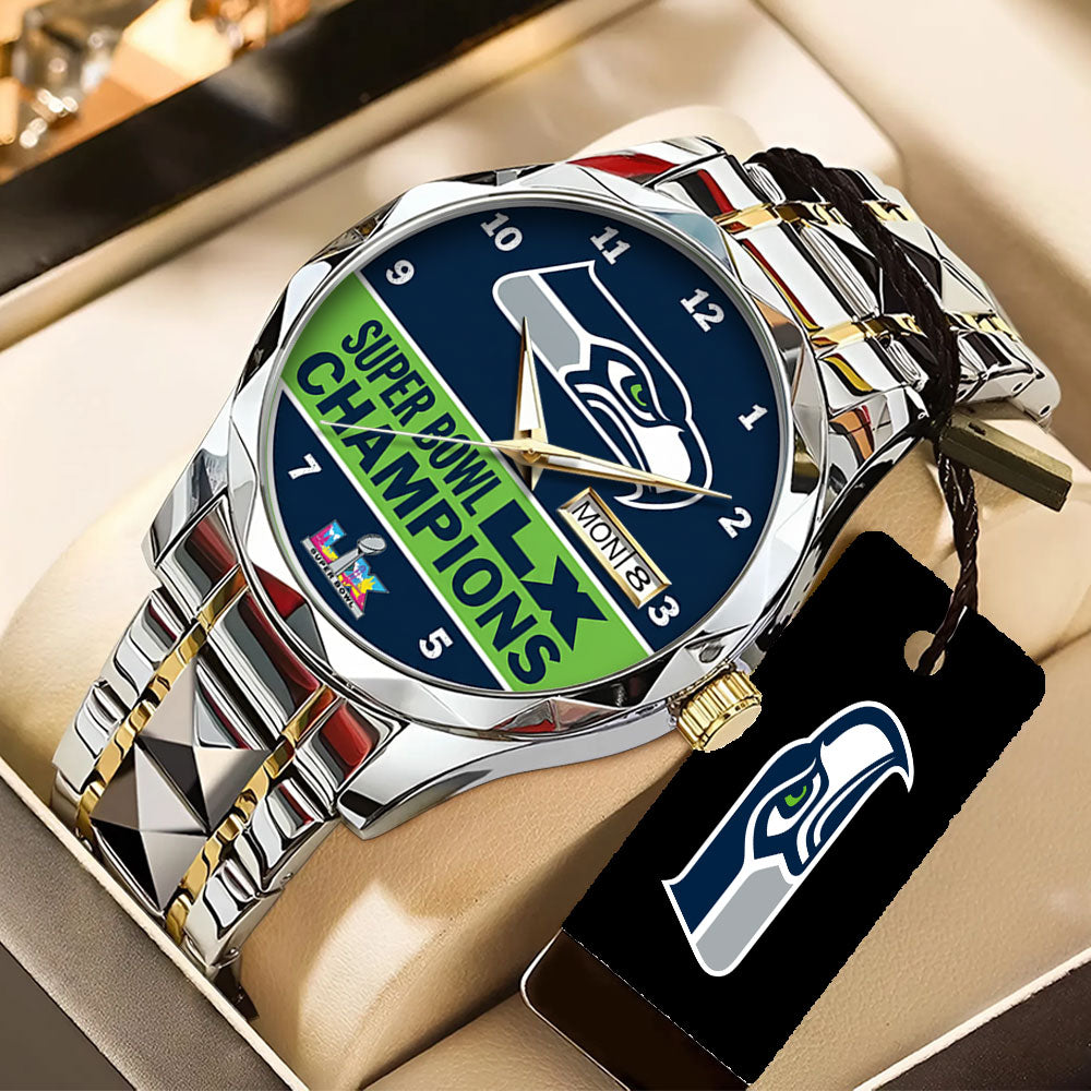 Seattle Seahawks 2025 Super Bowl LX Champions Alloy Luxury Quartz Watch – TANTN20989
