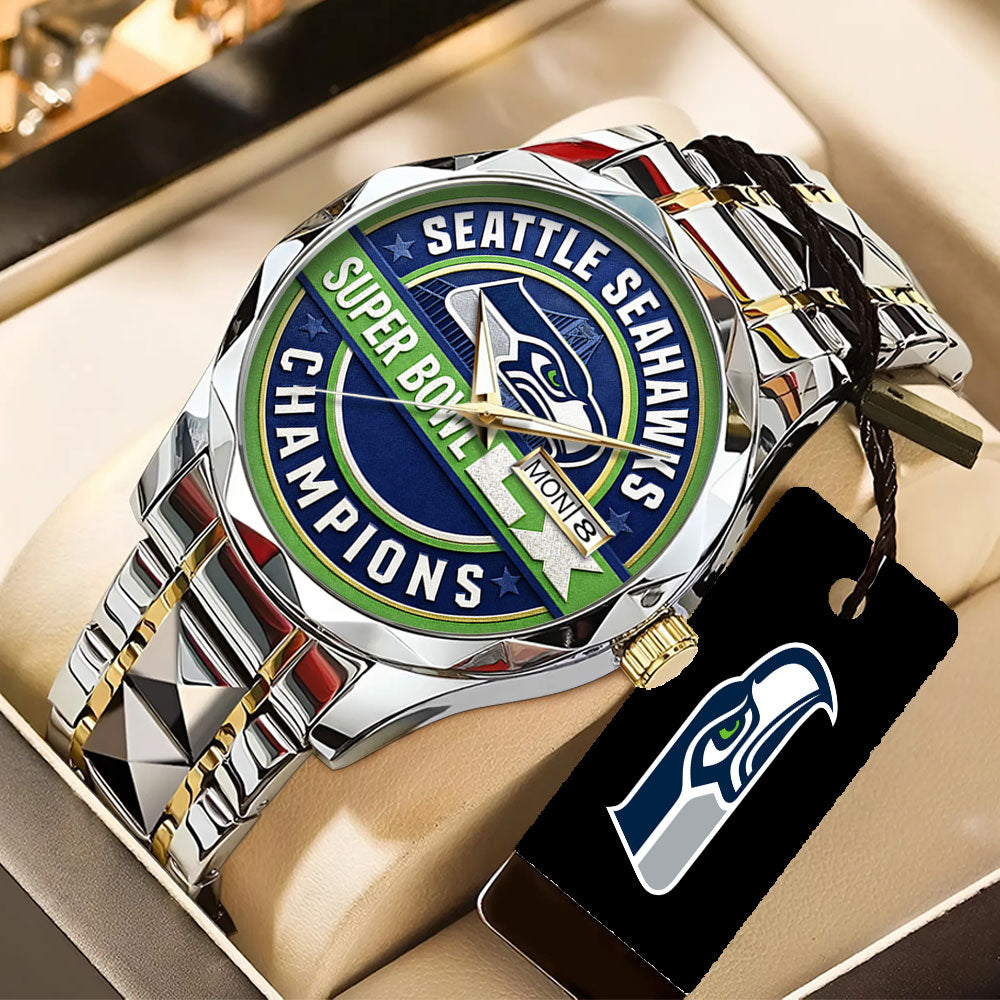 Seattle Seahawks 2025 Super Bowl LX Champions Alloy Luxury Quartz Watch – TANTN21007