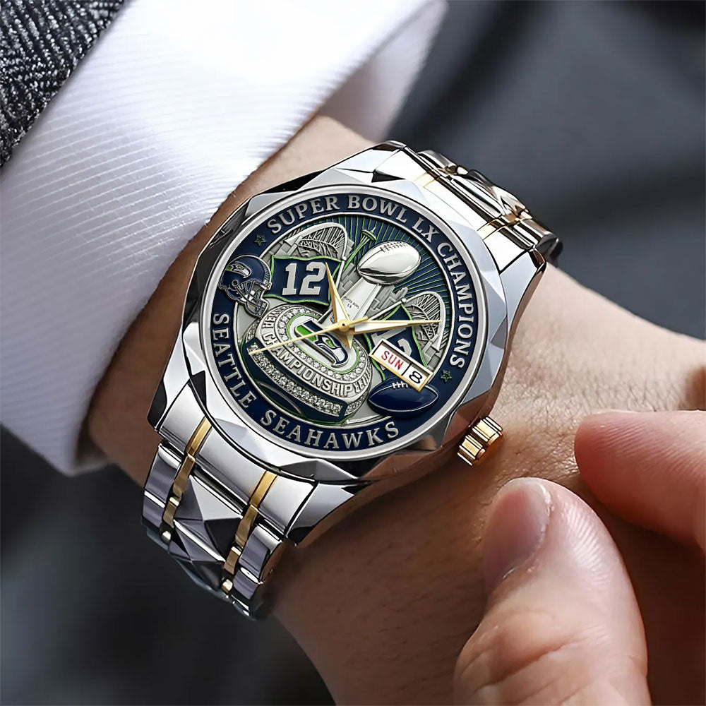 Seattle Seahawks 2025 Super Bowl LX Champions Alloy Luxury Quartz Watch – TANTN21043