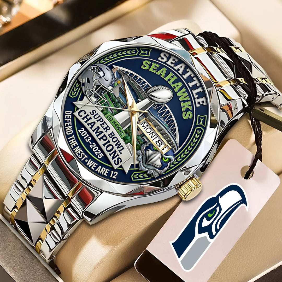 Seattle Seahawks 2025 Super Bowl LX Champions Alloy Luxury Quartz Watch – TANTN21044