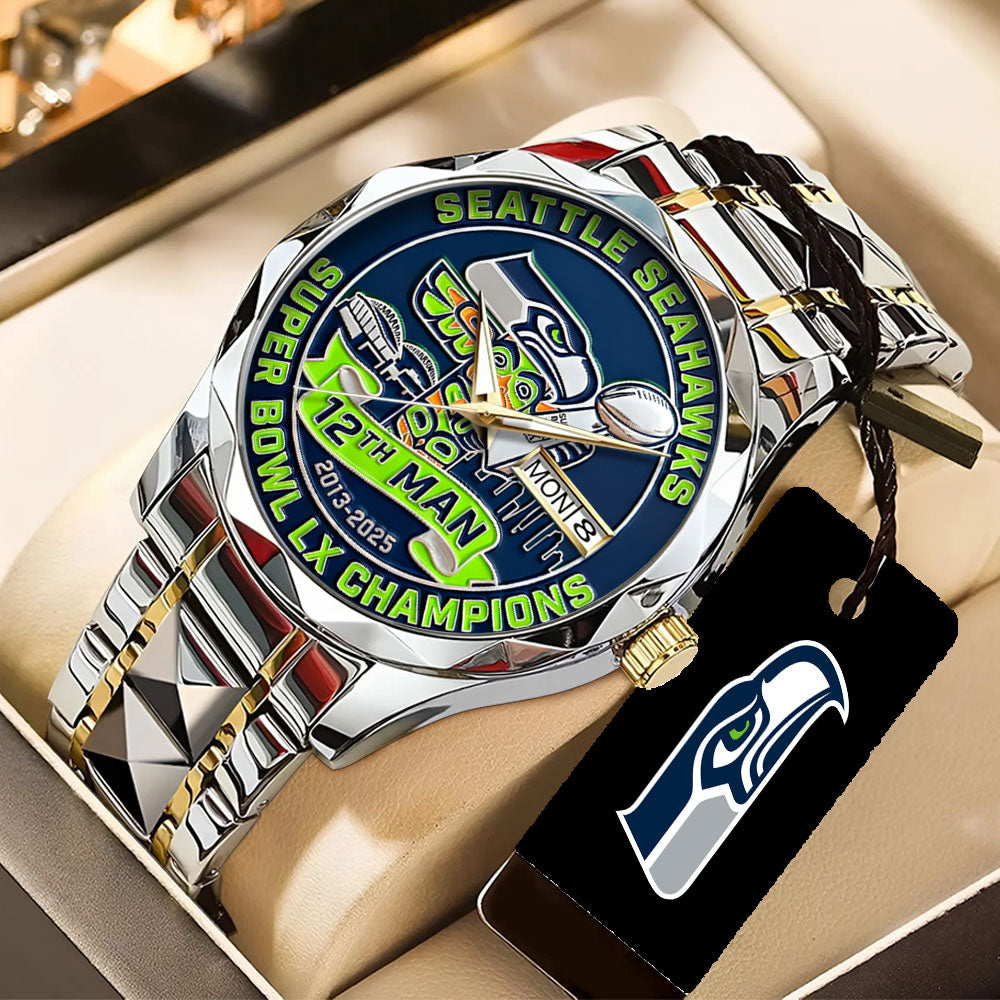 Seattle Seahawks 2025 Super Bowl LX Champions Alloy Luxury Quartz Watch – TANTN21052