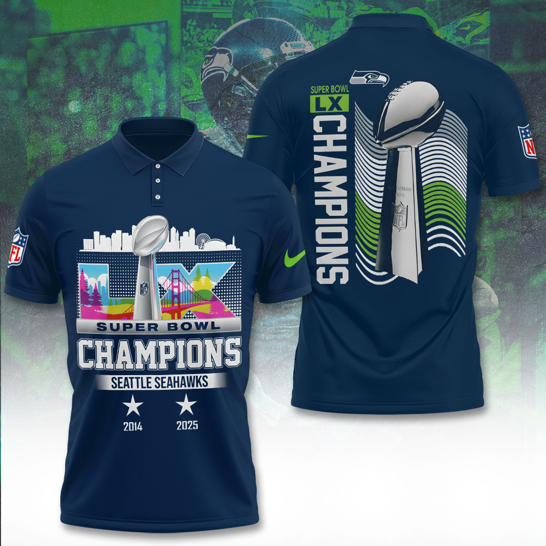 Seattle Seahawks 2025 Super Bowl LX Champions 3D Apparel – TANTN20973