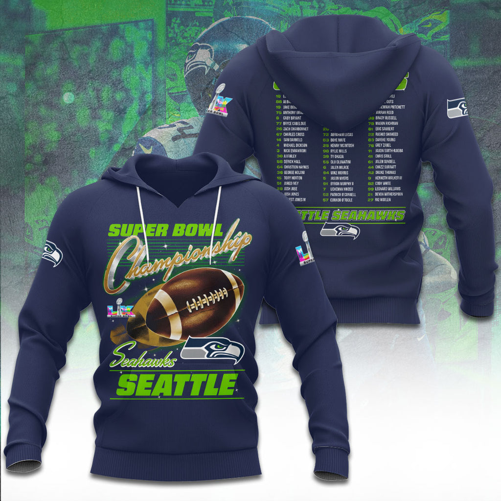 Seattle Seahawks 2025 Super Bowl LX Champions 3D Apparel – TANTN20977