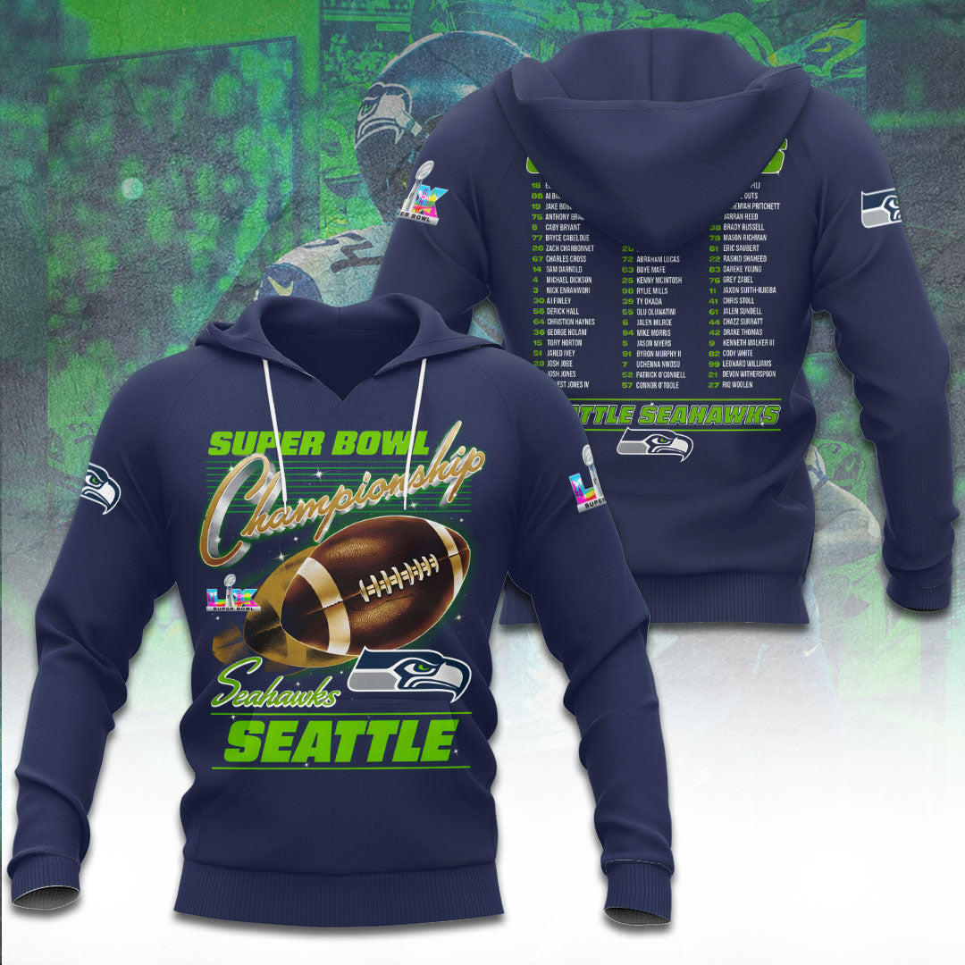 Seattle Seahawks 2025 Super Bowl LX Champions 3D Apparel – TANTN20977