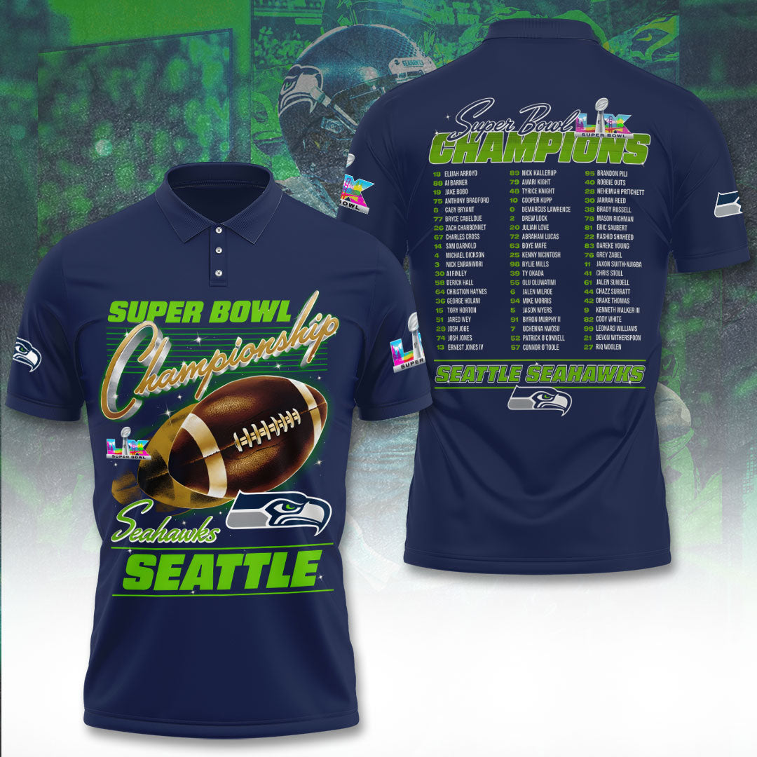 Seattle Seahawks 2025 Super Bowl LX Champions 3D Apparel – TANTN20977