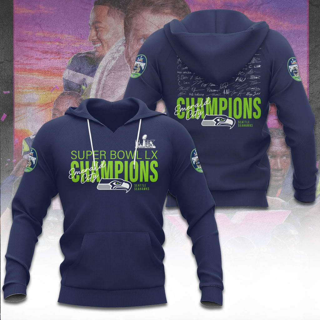 Seattle Seahawks 2025 Super Bowl LX Champions 3D Apparel – TANTN20981