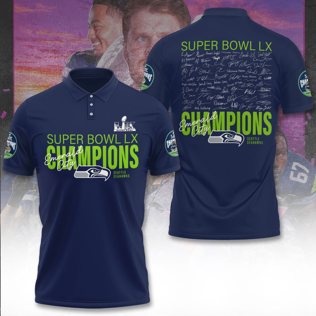 Seattle Seahawks 2025 Super Bowl LX Champions 3D Apparel – TANTN20981