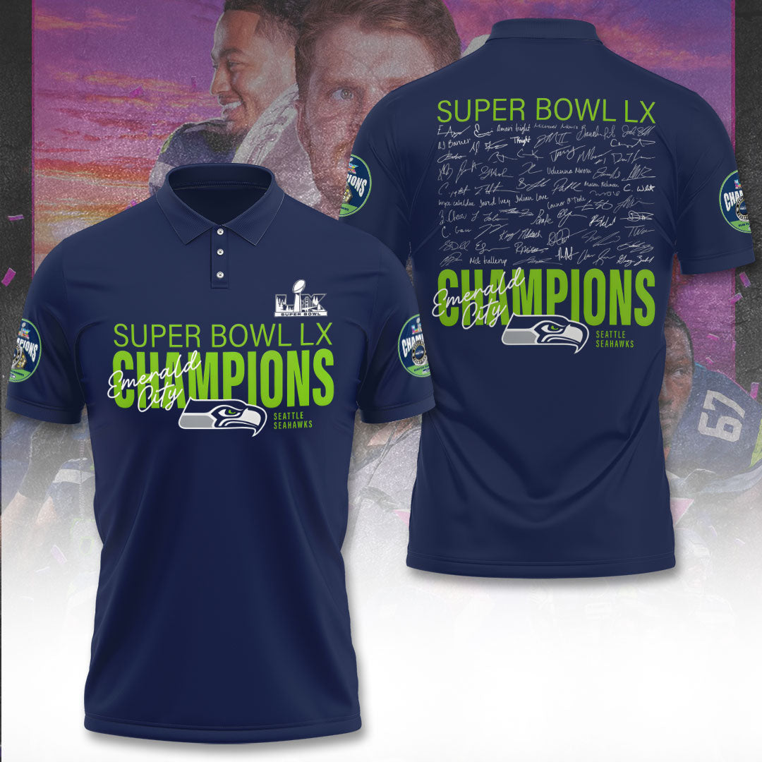 Seattle Seahawks 2025 Super Bowl LX Champions 3D Apparel – TANTN20981