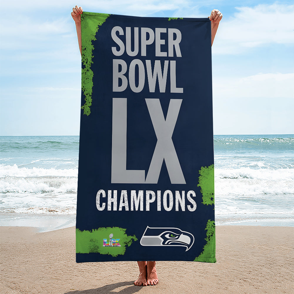 Seattle Seahawks 2025 Super Bowl LX Champions Rectangle Beach Towel – TANTN21010