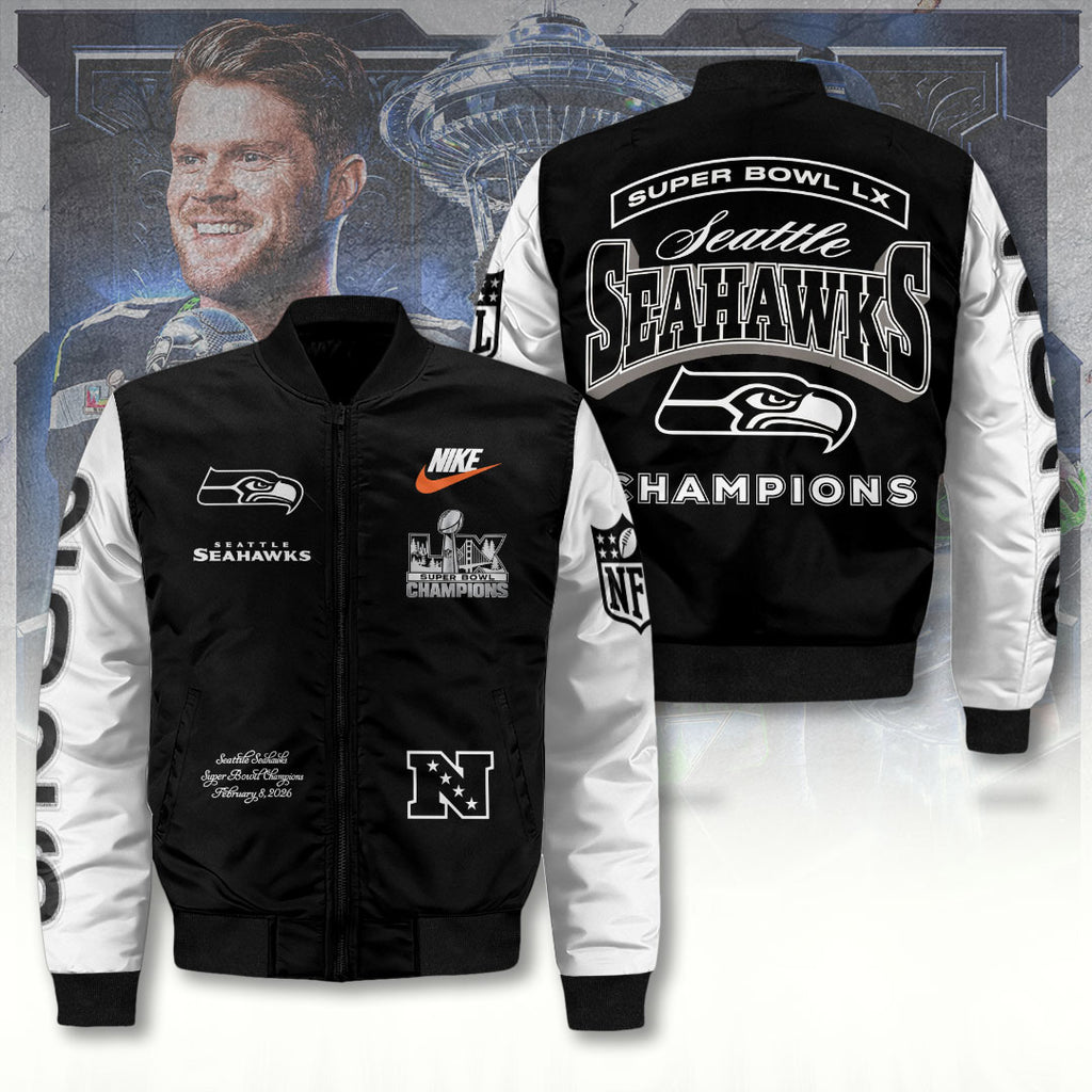 Seattle Seahawks 2025 Super Bowl LX Champions 3D Bomber Jacket – TANTN21092