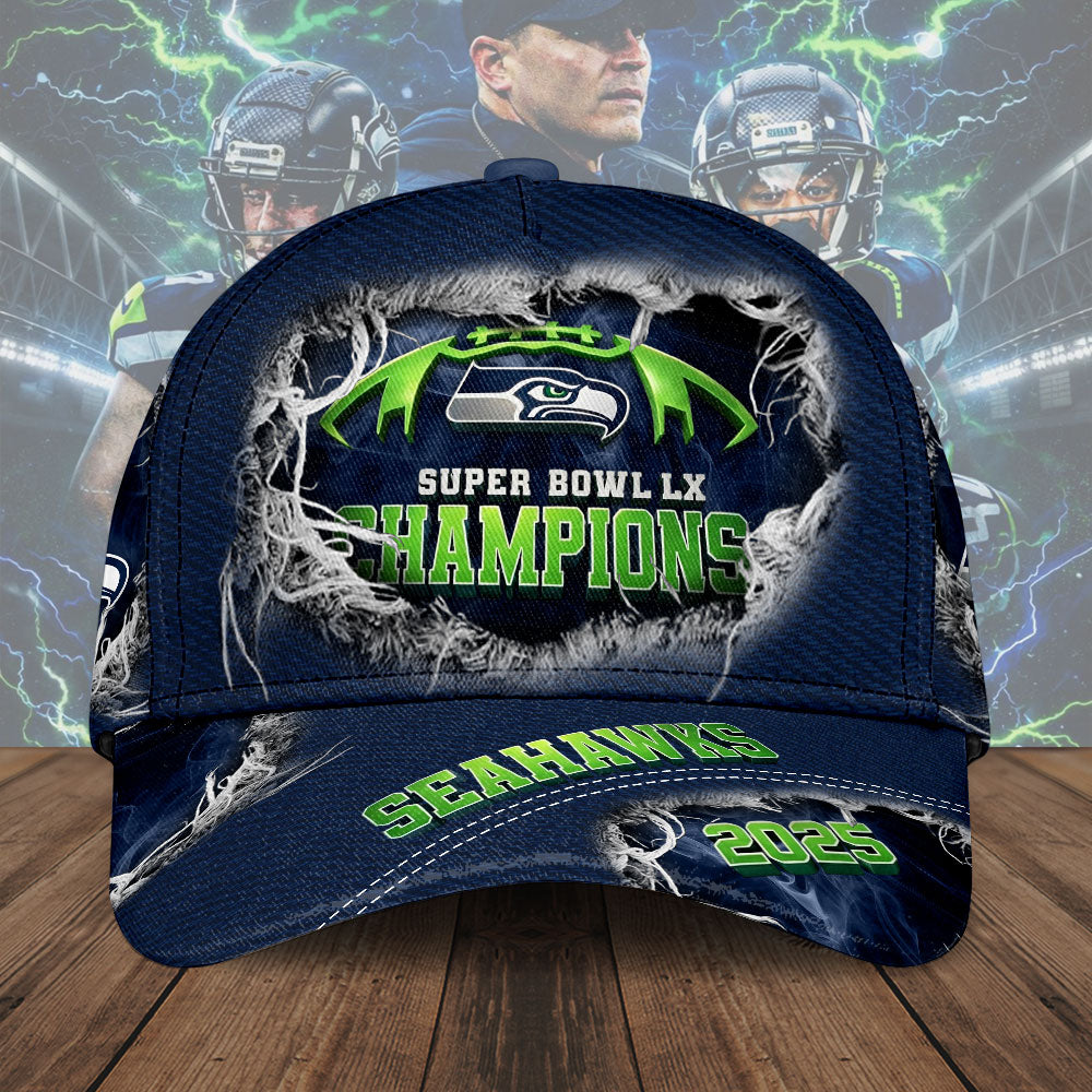 Seattle Seahawks 2025 Super Bowl LX Champions Classic Cap – TMTHU3852