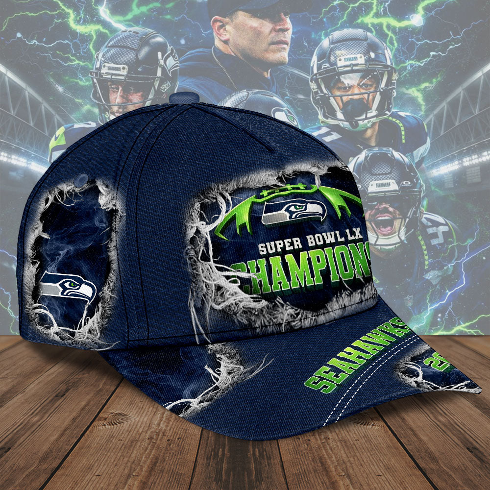 Seattle Seahawks 2025 Super Bowl LX Champions Classic Cap – TMTHU3852