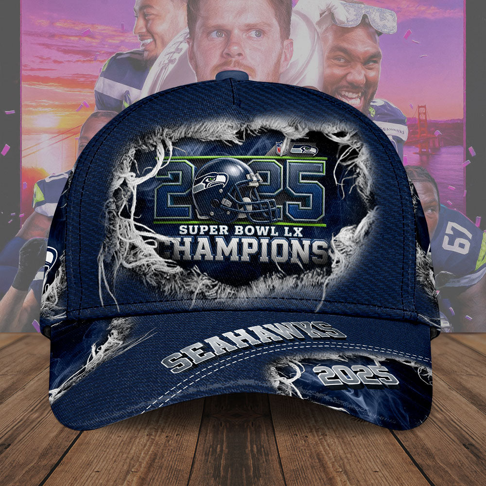 Seattle Seahawks 2025 Super Bowl LX Champions Classic Cap – TMTHU3856