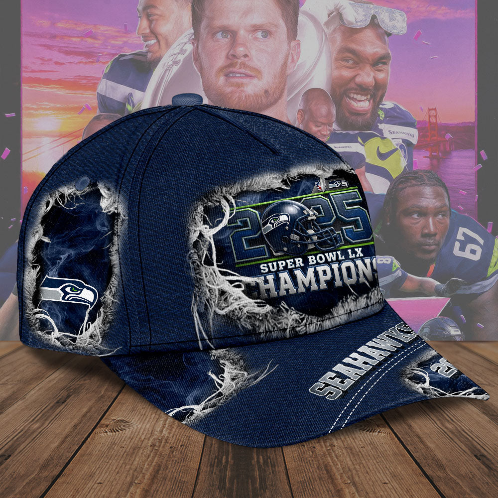 Seattle Seahawks 2025 Super Bowl LX Champions Classic Cap – TMTHU3856