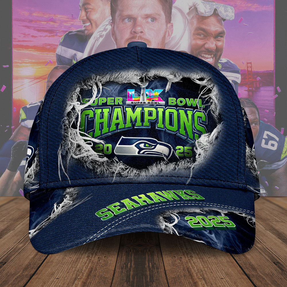 Seattle Seahawks 2025 Super Bowl LX Champions Classic Cap – TMTHU3862
