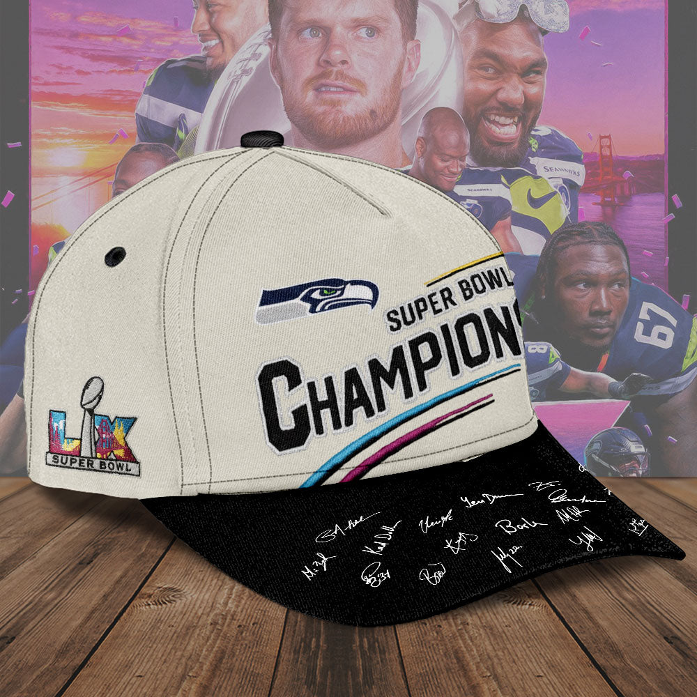 Seattle Seahawks 2025 Super Bowl LX Champions Classic Cap – TMTHU3871