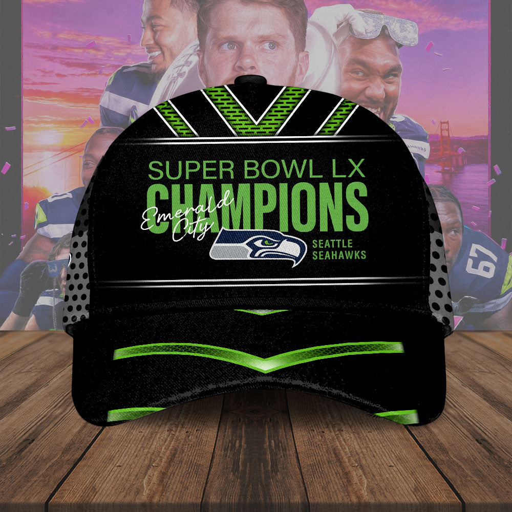 Seattle Seahawks 2025 Super Bowl LX Champions Classic Cap – TMTHU4064